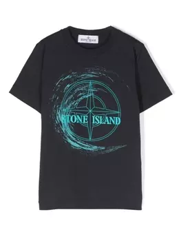 Stone Island Junior футболка с нашивкой-логотипом, синий