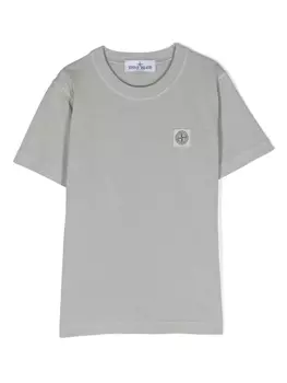 Stone Island Junior футболка с нашивкой-логотипом, серый