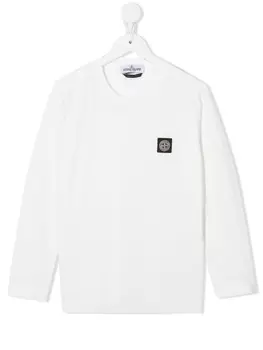 Stone Island Junior футболка с нашивкой-логотипом, белый