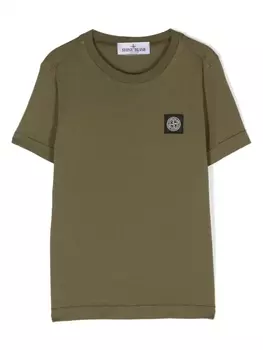 Stone Island Junior футболка с нашивкой-логотипом, зеленый