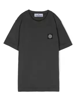 Stone Island Junior футболка с нашивкой-логотипом, серый