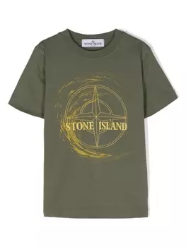 Stone Island Junior футболка с нашивкой-логотипом, зеленый