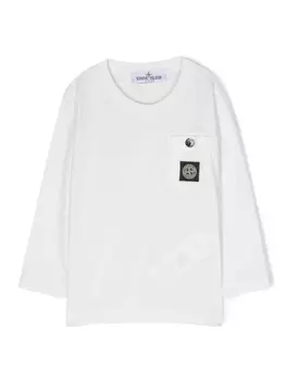 Stone Island Junior футболка с нашивкой-логотипом, белый