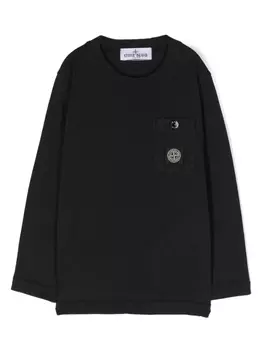 Stone Island Junior футболка с нашивкой-логотипом, синий