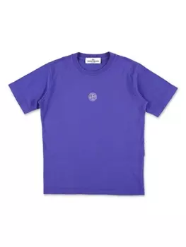 Stone Island Junior футболка с вышитым логотипом, синий
