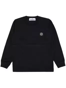 Stone Island Junior хлопковая футболка, черный