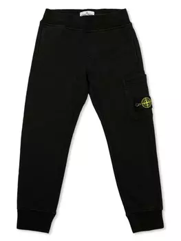 Stone Island Junior хлопковые спортивные брюки с нашивкой-логотипом, черный