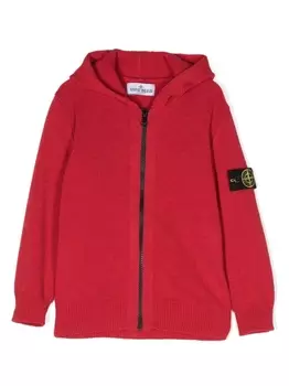 Stone Island Junior худи на молнии с логотипом Compass, красный