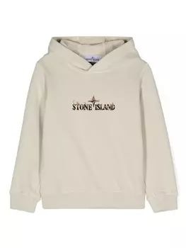 Stone Island Junior худи с логотипом, нейтральный цвет
