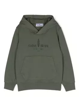 Stone Island Junior худи с логотипом, зеленый