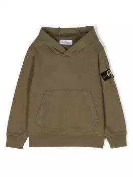 Stone Island Junior худи с нашивкой Compass, зеленый