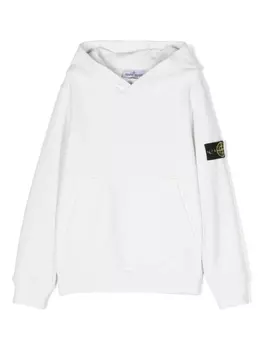 Stone Island Junior худи с нашивкой Compass, белый