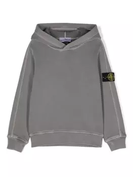 Stone Island Junior худи с нашивкой Compass, серый