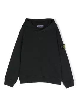 Stone Island Junior худи с нашивкой-логотипом, черный