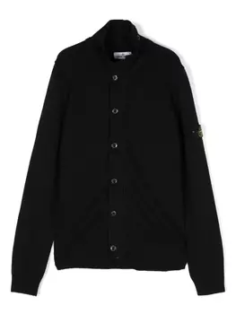 Stone Island Junior кардиган с нашивкой Compass, черный