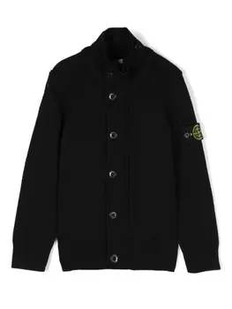 Stone Island Junior кардиган с нашивкой Compass, черный