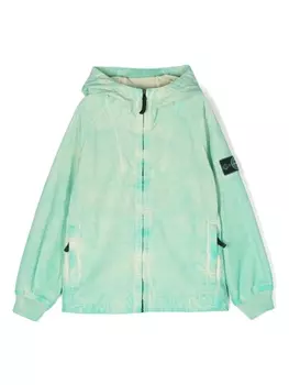 Stone Island Junior куртка из рипстопа с выбеленным эффектом, зеленый