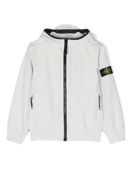 Stone Island Junior куртка на молнии с нашивкой-логотипом, серый