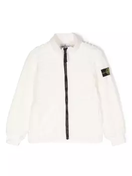 Stone Island Junior куртка на молнии с нашивкой Compass, белый