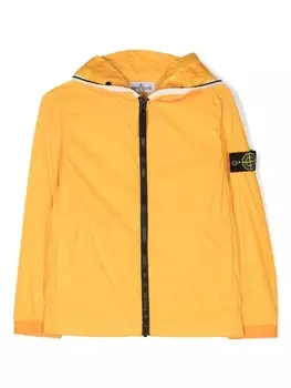 Stone Island Junior куртка на молнии с капюшоном и нашивкой-логотипом, желтый