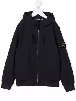 Stone Island Junior куртка на молнии с капюшоном, синий