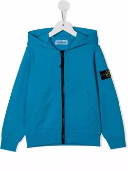 Stone Island Junior куртка на молнии с капюшоном, синий