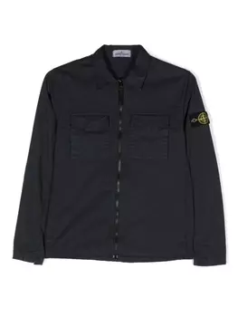 Stone Island Junior куртка-рубашка с нашивкой-логотипом, синий