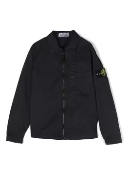 Stone Island Junior куртка-рубашка с нашивкой Compass, синий