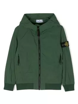 Stone Island Junior куртка с капюшоном и жатым эффектом, зеленый