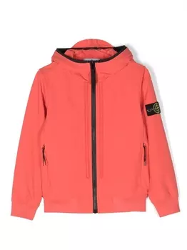 Stone Island Junior куртка с капюшоном и нашивкой-логотипом, красный