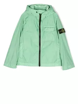Stone Island Junior куртка с капюшоном и нашивкой-логотипом, зеленый