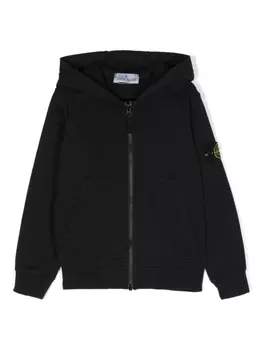 Stone Island Junior куртка с капюшоном и нашивкой Compass, черный