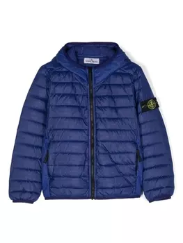 Stone Island Junior куртка с капюшоном и логотипом Compass, синий