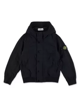 Stone Island Junior куртка с капюшоном и нашивкой Compass, черный