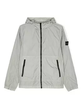 Stone Island Junior куртка с капюшоном и нашивкой Compass, серый