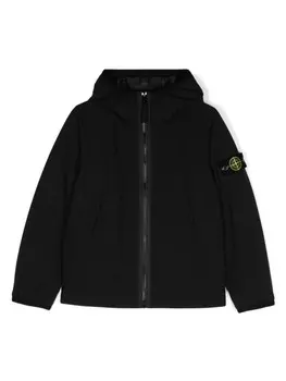Stone Island Junior куртка с капюшоном и нашивкой Compass, черный