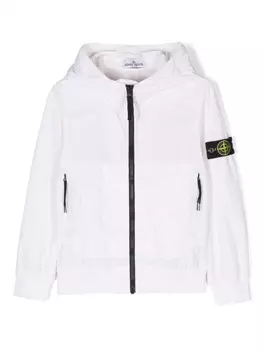Stone Island Junior куртка с нашивкой-логотипом, белый
