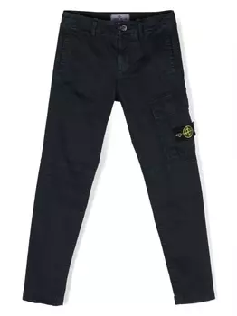 Stone Island Junior прямые брюки с нашивкой Compass, синий
