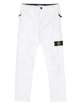Stone Island Junior прямые брюки с нашивкой Compass, белый