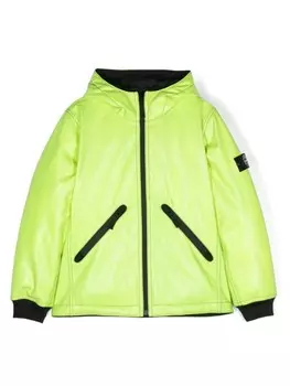 Stone Island Junior пуховик с капюшоном, зеленый