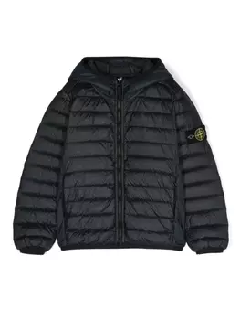 Stone Island Junior пуховик с логотипом Compass, синий