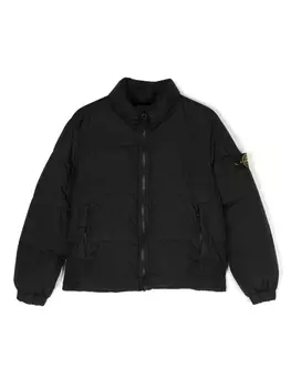 Stone Island Junior пуховик с логотипом Compass, черный