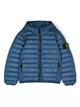 Stone Island Junior пуховик с логотипом Compass, синий