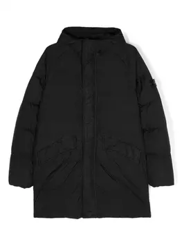 Stone Island Junior пуховик с логотипом Compass, черный