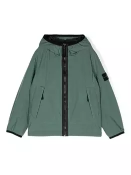 Stone Island Junior пуховик с нашивкой Compass, зеленый