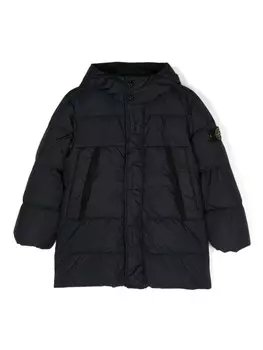 Stone Island Junior пуховик с нашивкой Compass, черный