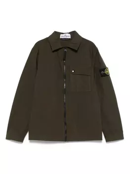 Stone Island Junior рубашка на молнии, зеленый