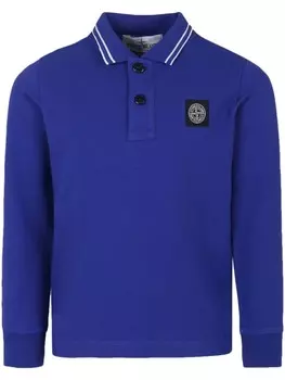 Stone Island Junior рубашка-поло из пике с нашивкой-компасом, синий