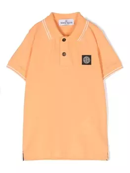 Stone Island Junior рубашка поло с аппликацией Compass, оранжевый