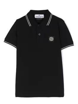 Stone Island Junior рубашка поло с логотипом Compass, черный